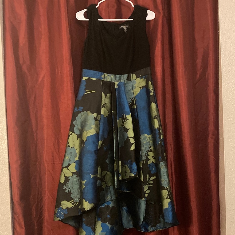 R & M Richards Black and Blue Floral Dress